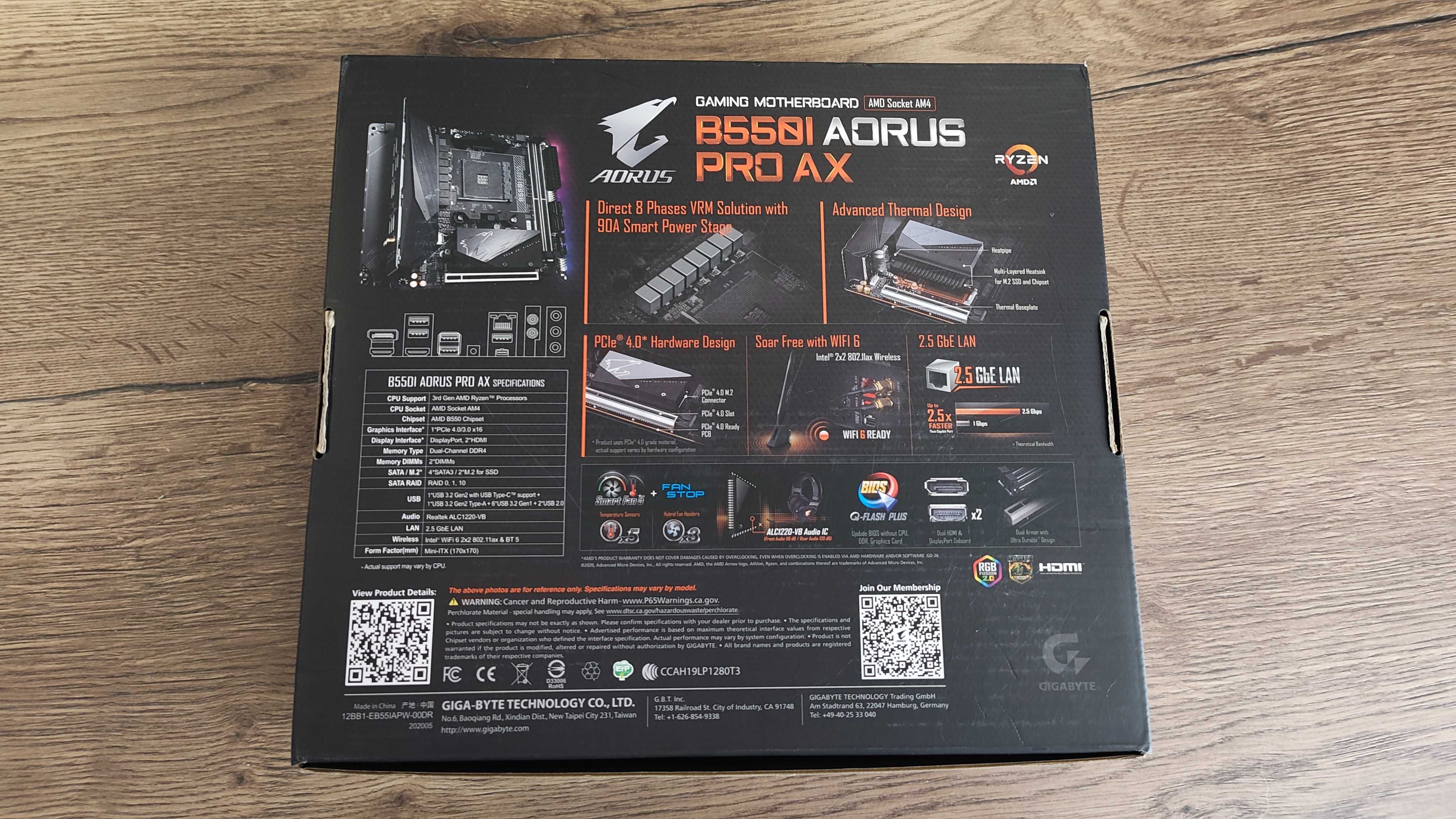 Płyta Główna Gigabyte B550I AORUS PRO AX Mini ITX