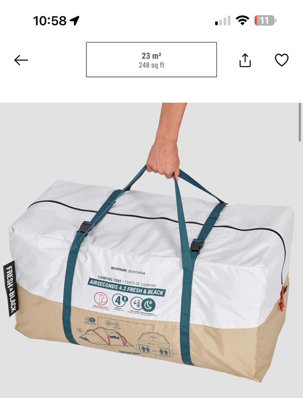 Namiot DECATHLON Quechua Air Seconds 4.2 F&B 4/6-osobowy, 2 sypialnie