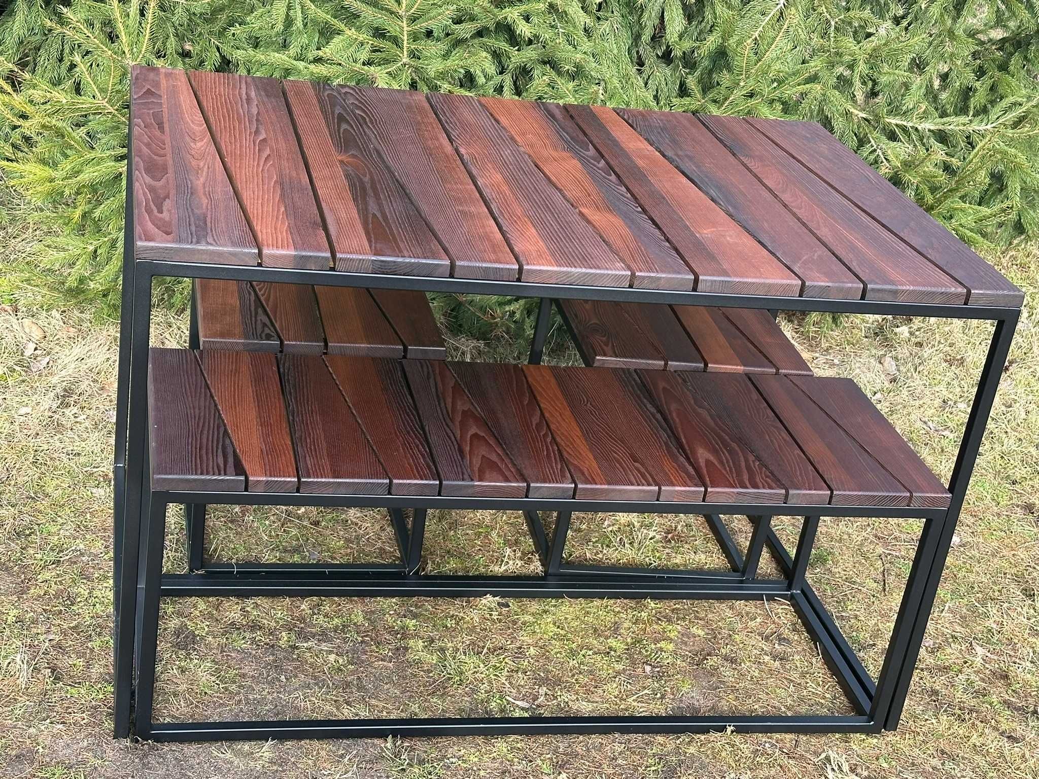 Stolik ława taborety loftowe metalowe drewniane jesion loft