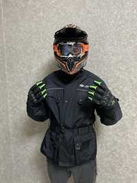 Мотокуртка шолом мото окуляри перчатки куртка маска мотомаска рукавиці