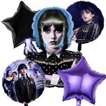 Zestaw balony foliowe Wednesday Addams urodziny 5 szt.