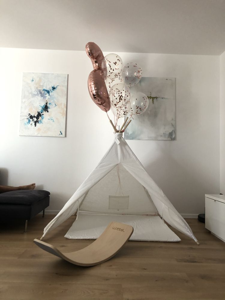 Namiot tipi biały len lniany 120x120 plus mata stabilizator