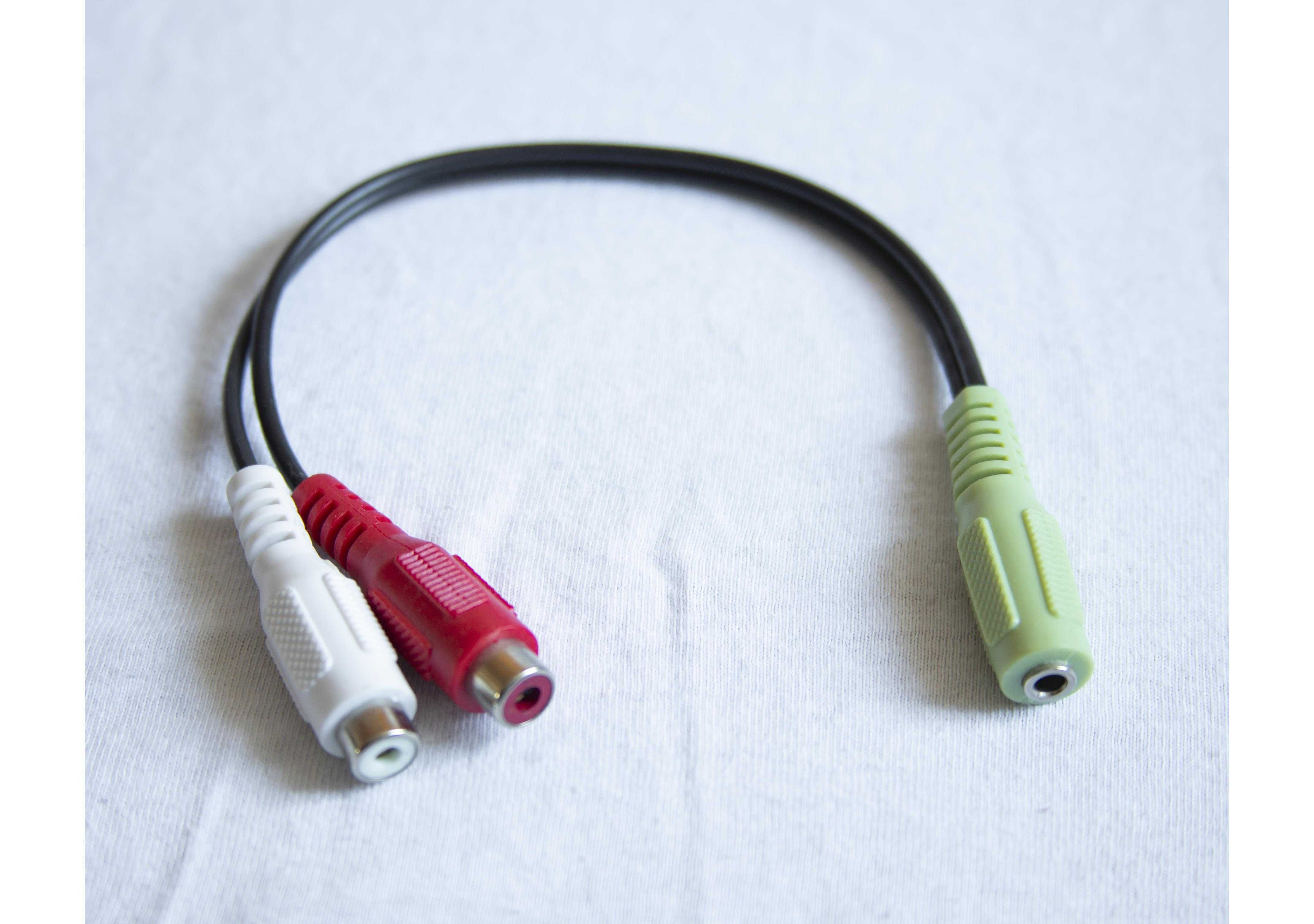 Przyłącze gniazdo minijack 3.5mm stereo na 2 gniazda RCA 25cm