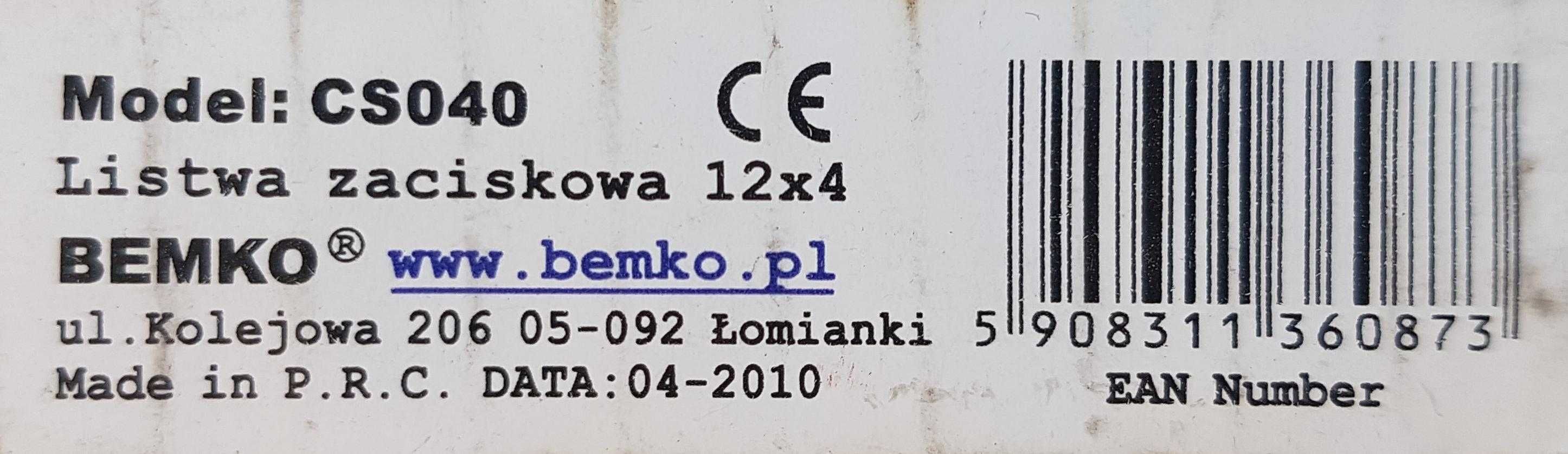 Złączka listwa zaciskowa 4 mm2 BEMKO 12x4 kostka kablowa CS040