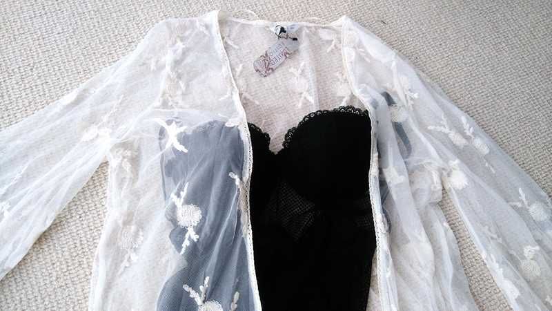 Atmosphere! Pareo, Nowy!38/40 (M) Ekskluzywny peniuar, koronka haft