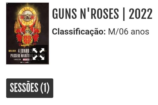 Bilhetes Guns'N'Roses 4 JUN