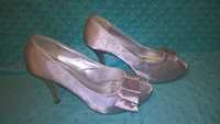 Buty srebrne (silver) satyna r. 37