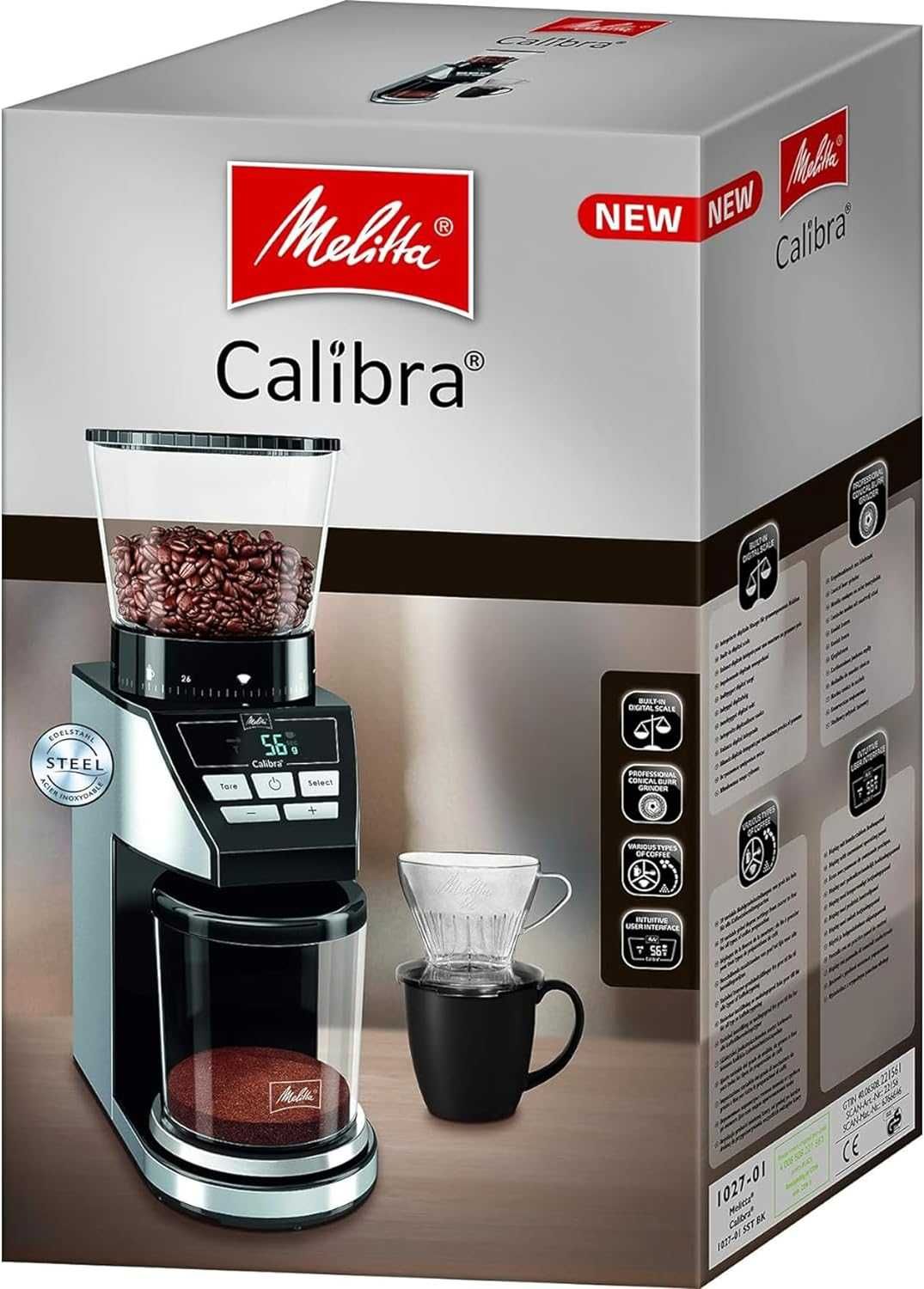 кавомолка Melitta 1027-01 подрібнювач CALIBRA EU, 160 Вт, чорний