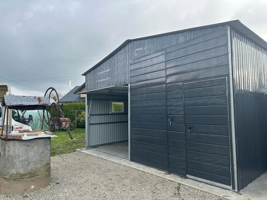 Hala 6x8 m - Dach dwuspadowy, Brama uchylna, Grafit