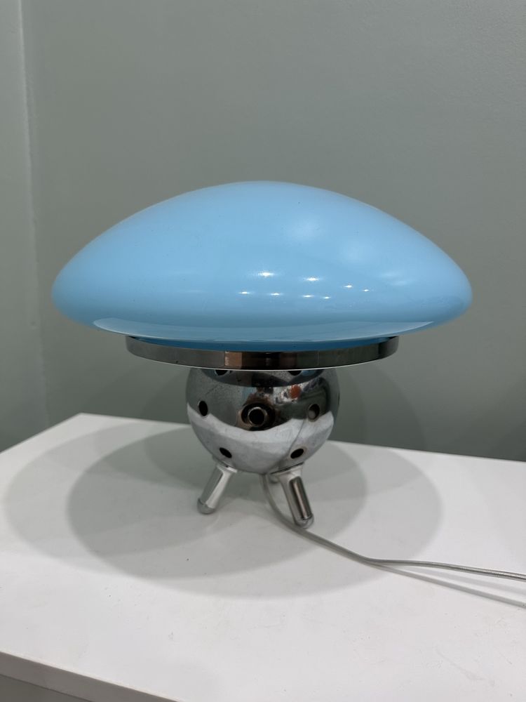 Candeeiro De Mesa Space Age Vidro Opalino