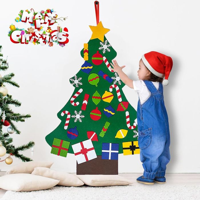 Choinka Ze Zdejmowanymi Ozdobami z Filcu DIY Świąteczna Dekoracja