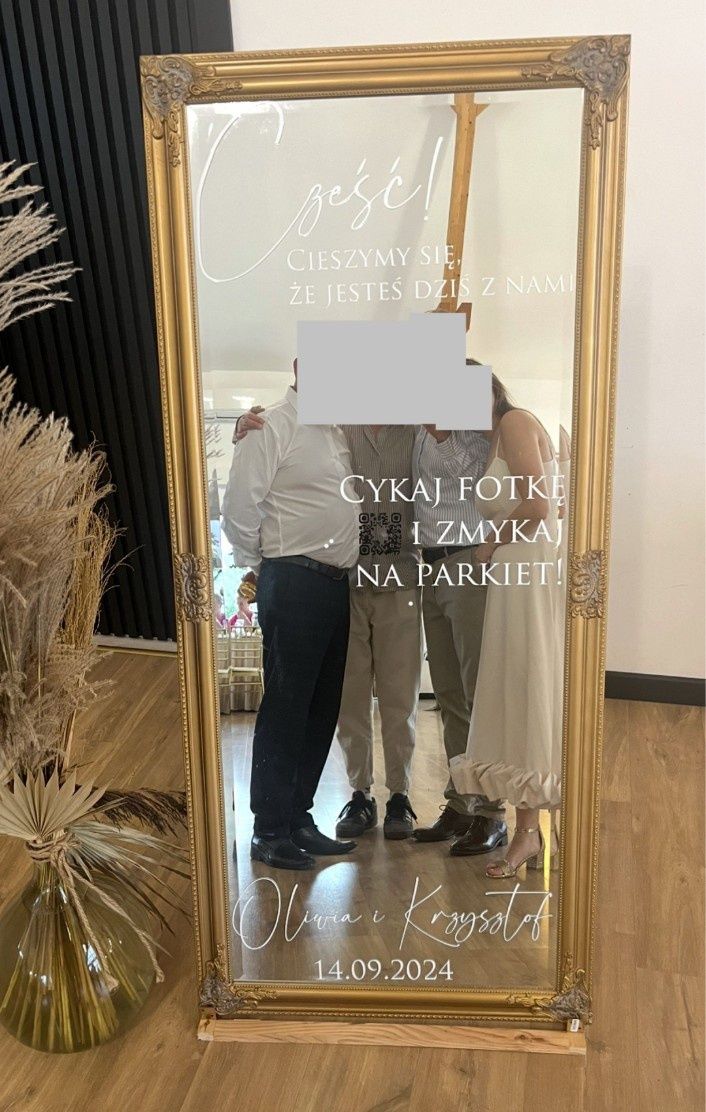 Fotolustro do selfie na wesele lustro powitalne białe 74x164cm