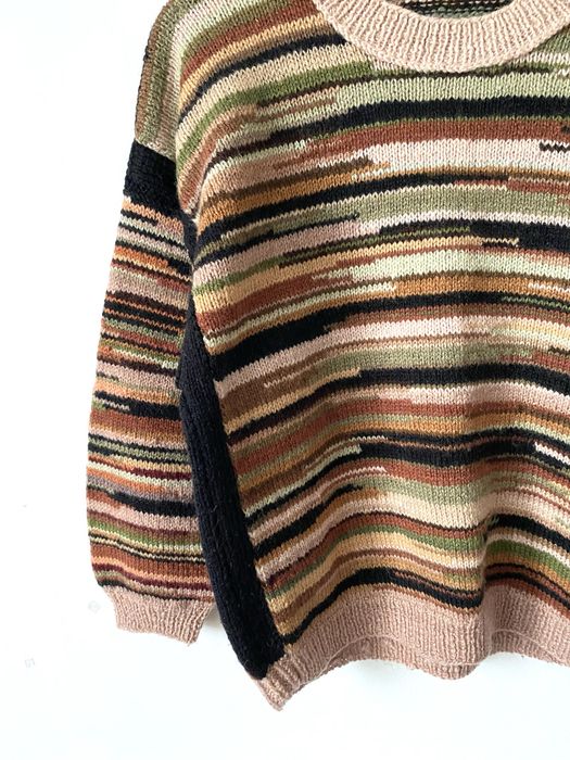 Wełniany sweter handmade pasy oversize