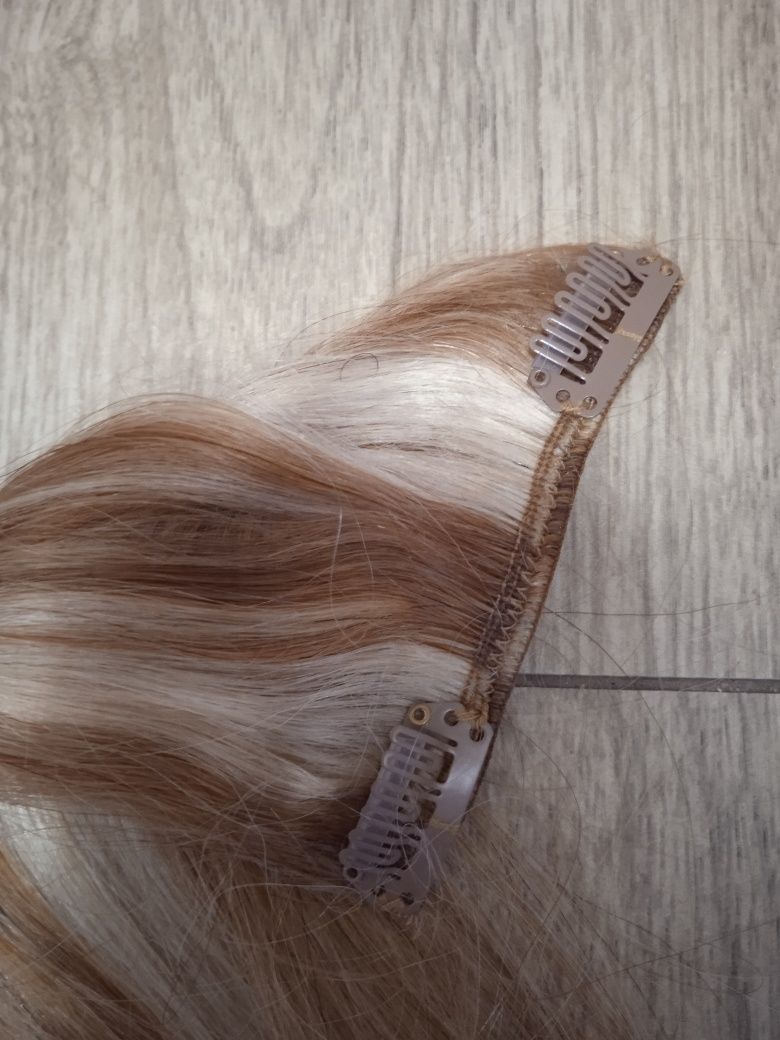 2 paczki doczepiane włosy 100% naturalne clip in 50 cm Cameron blond
