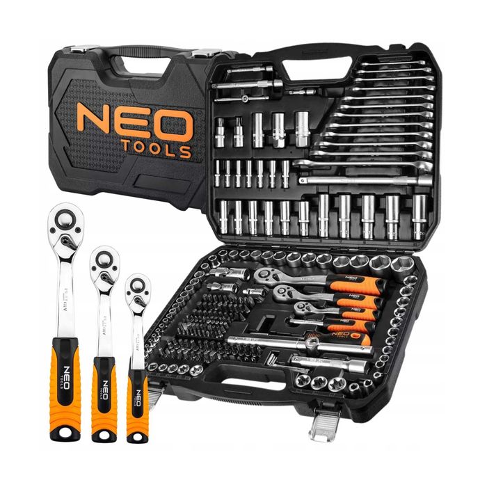 NEO Zestaw Kluczy Nasadowych 216el. 1/2" 1/4" 3/8"-Klucze Nasadowe CrV