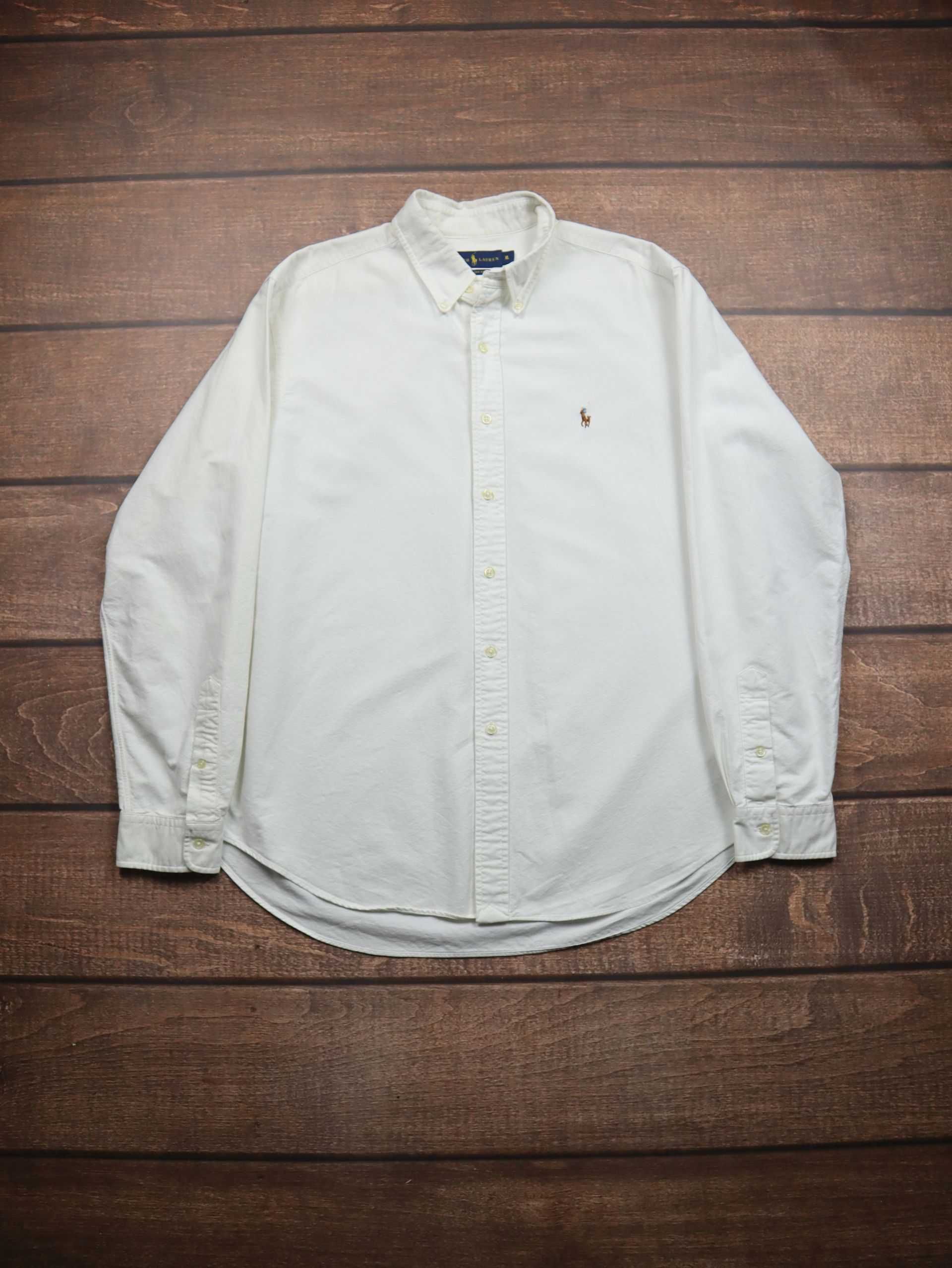 Ralph Lauren Biała Koszula rozpinana z kolorowym koniem longsleeve