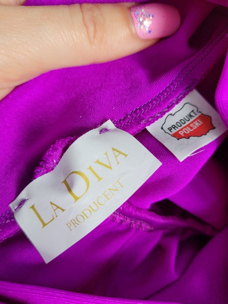 Leginsy Lycra La Diva pomarańcz fiolet polski producnt