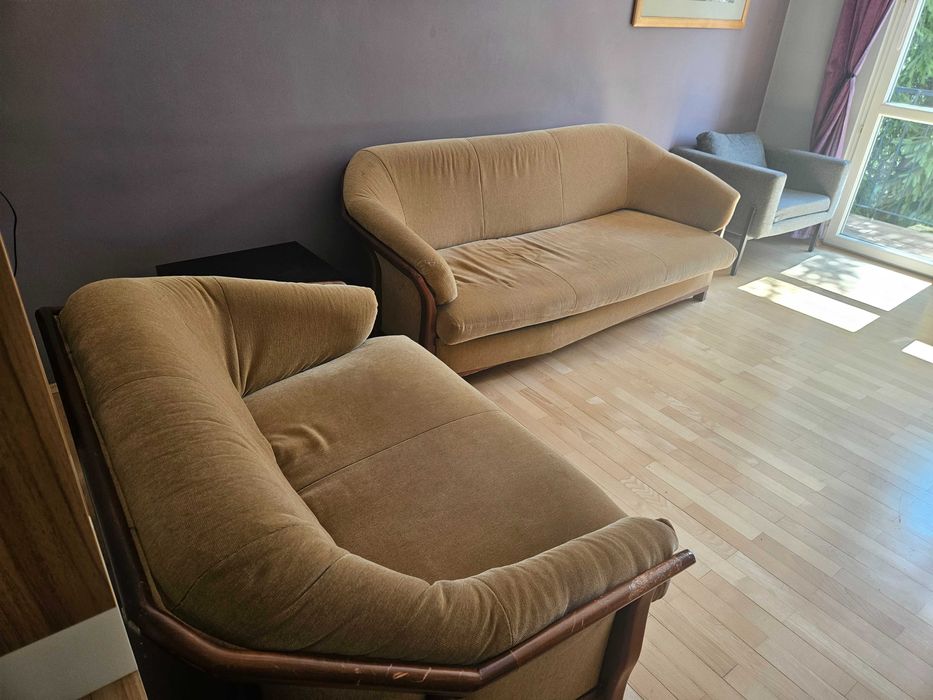 Piękny, oryginalny zestaw wypoczynkowy : (sofa + 2 fotele)