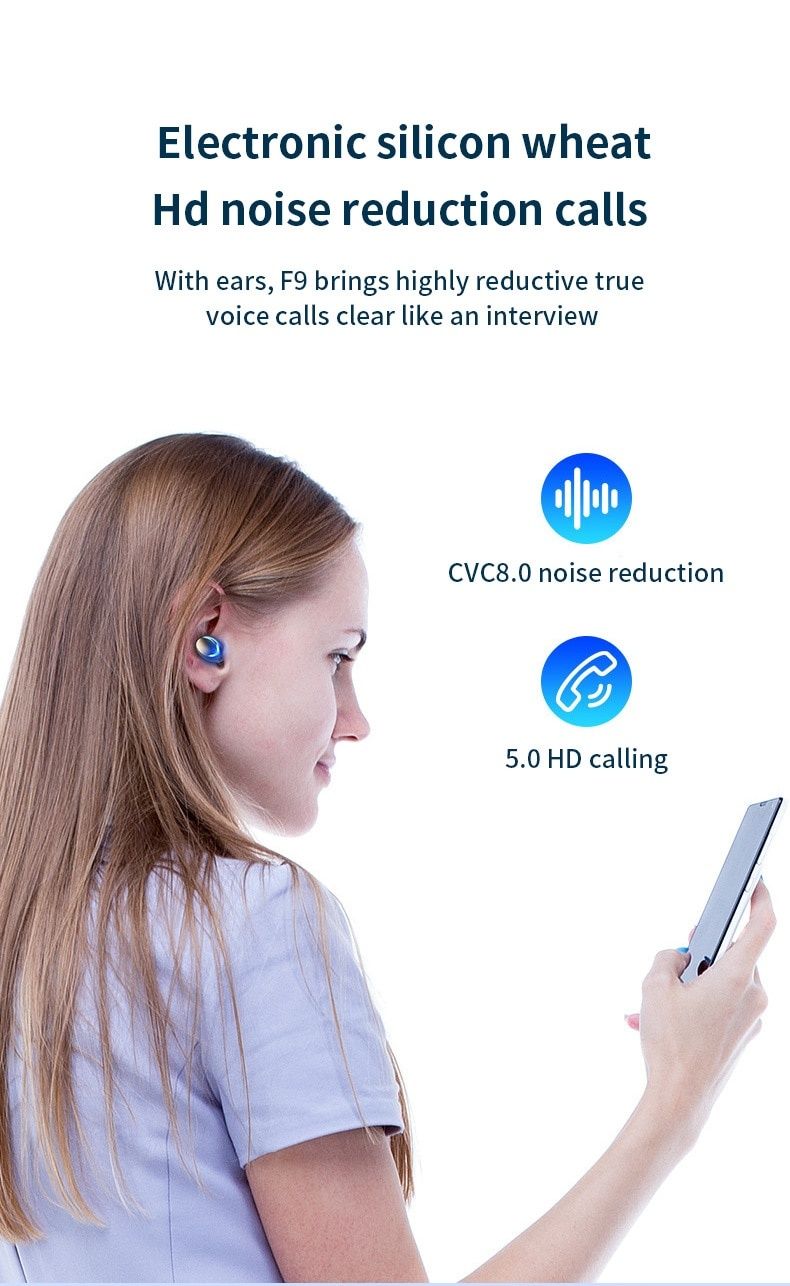 Навушники бездротові Bluetooth-гарнітура TWS F9 BT5.2 5H