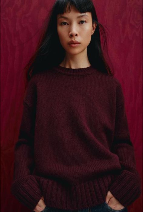 Светр ZARA s m шерсть бургунді