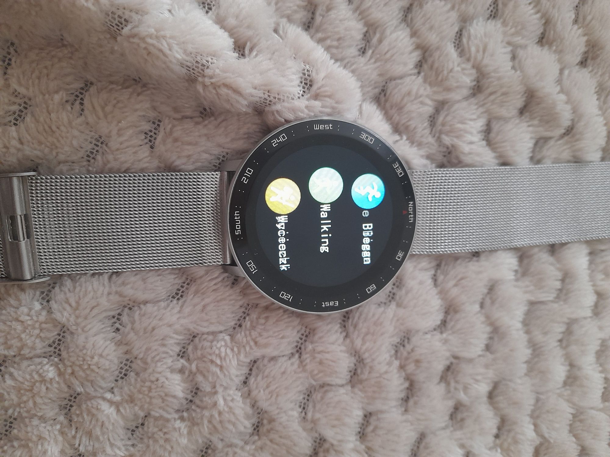 Zegarek damski smartwatch srebrny bransoleta opaska fitness band