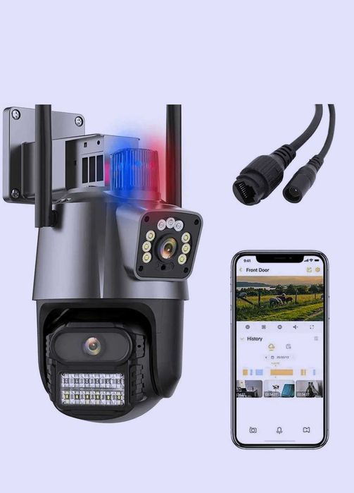 Вулична камера wifi 8мп dual lens zoom  безпека дому нова