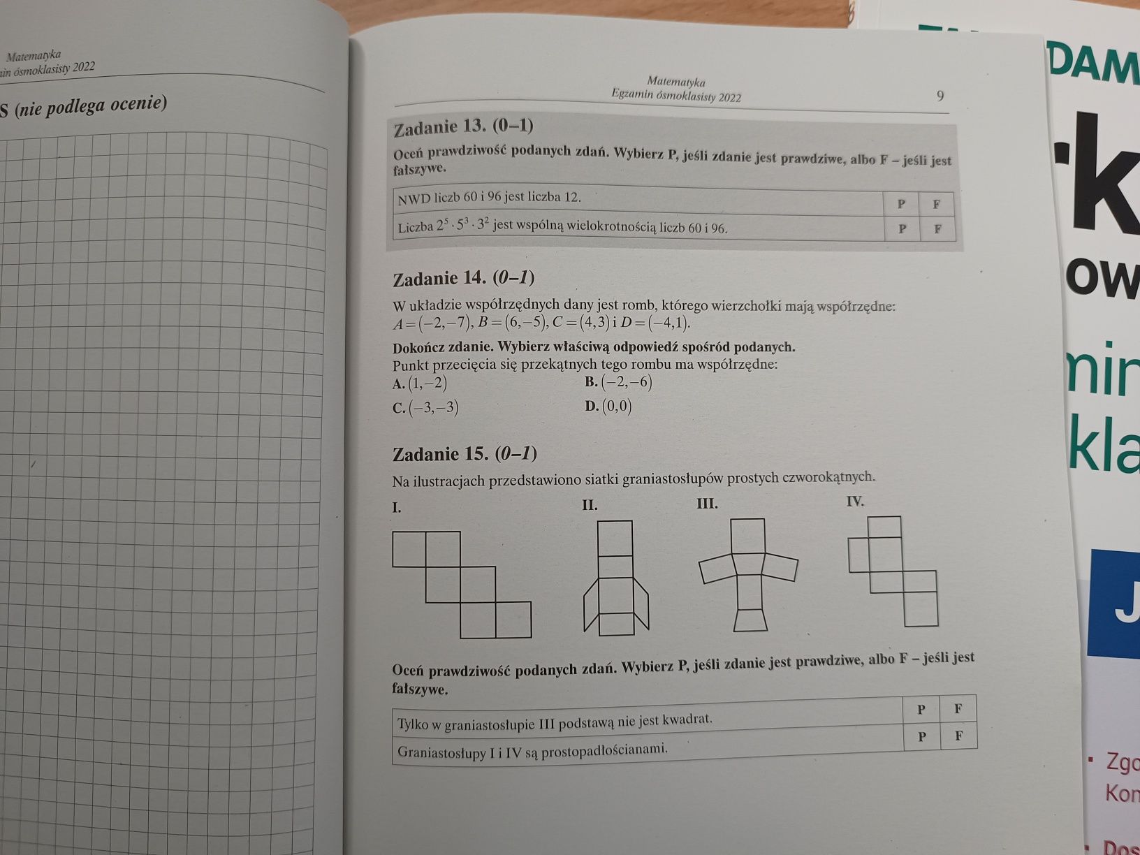 Test, egzamin ósmoklasisty Arkusze egzaminacyjne ósmoklasisty z odpowi