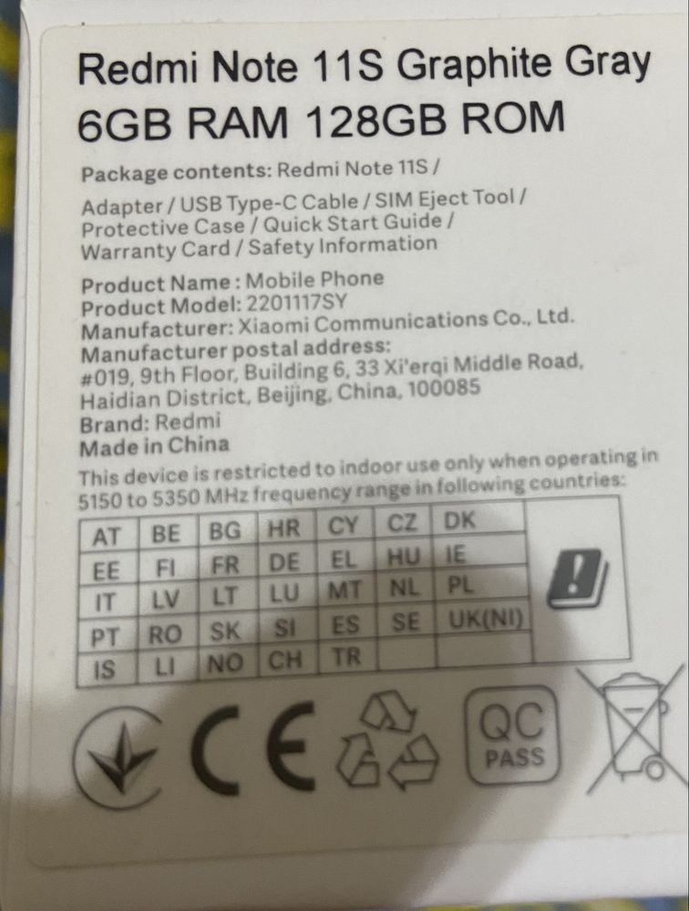 Redmi note 11s 6/128