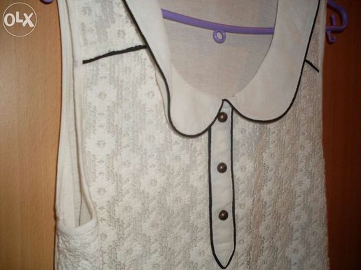 NEXT tunika bluzka biała koronkowa ażur z kołnierzykiem nowa
