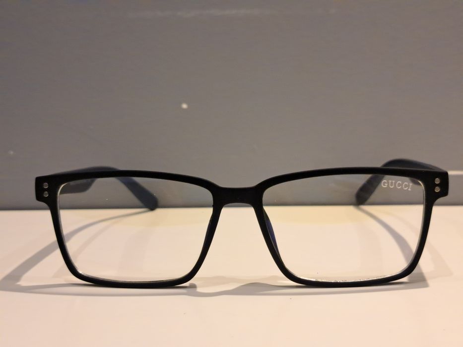 GUCCI męskie nowe okulary zerówki oprawki czarne logo