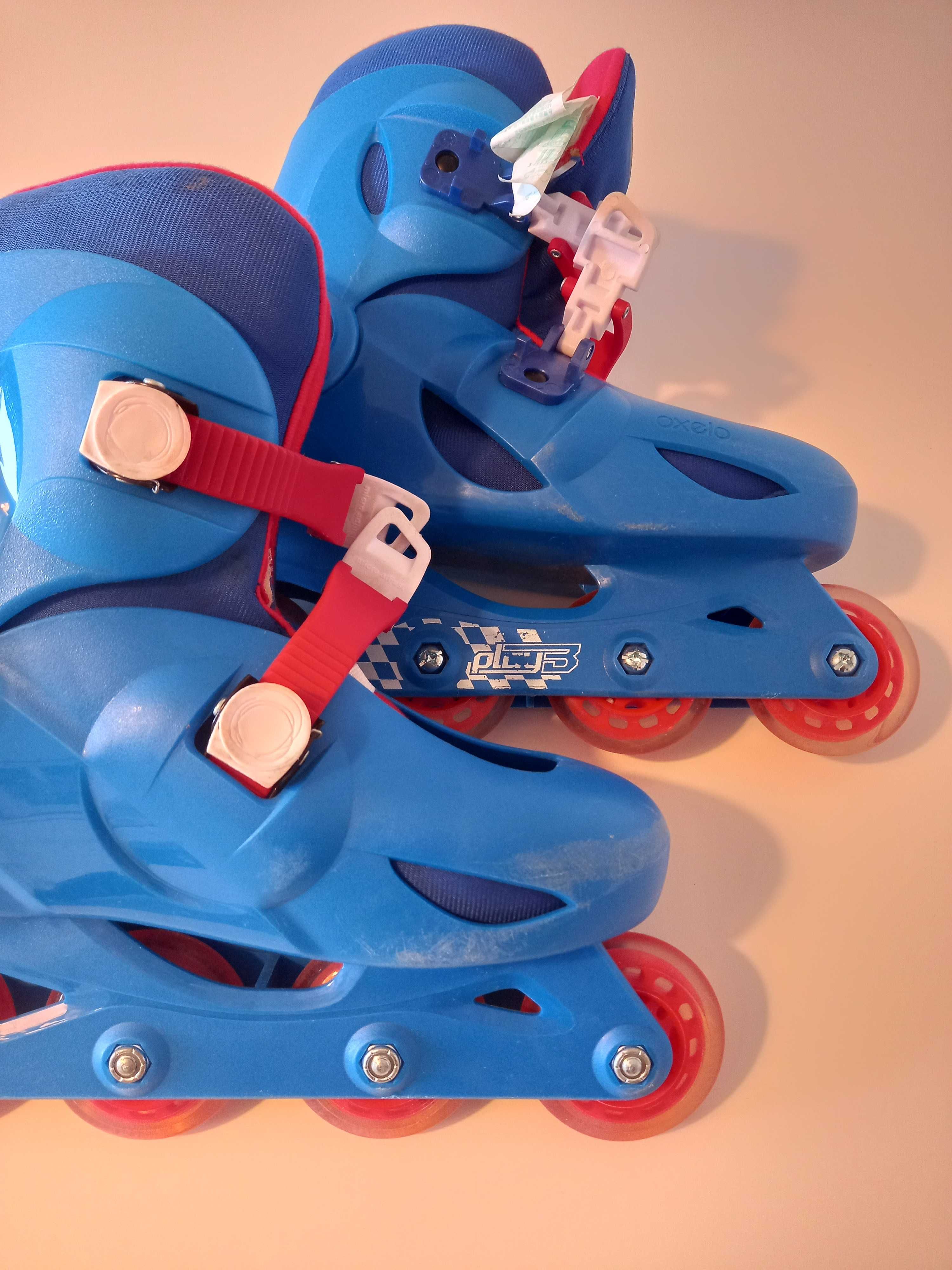 Vendo Patins de Criança PLAY3 Azul Vermelho com Saco