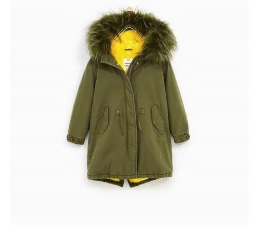 Zara girls 6/116 zimowa kurtka parka khaki.
