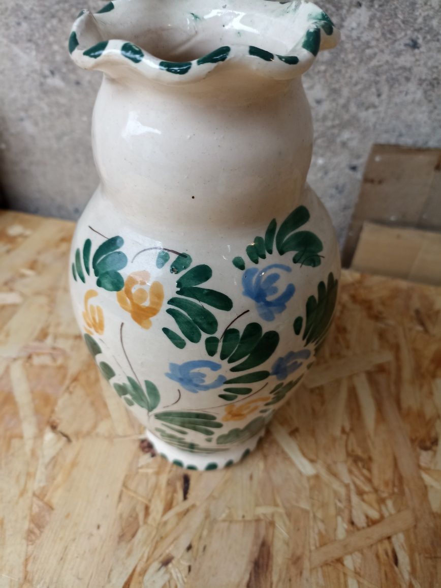 Stary ceramiczny vintage malowany wazon  23 cm