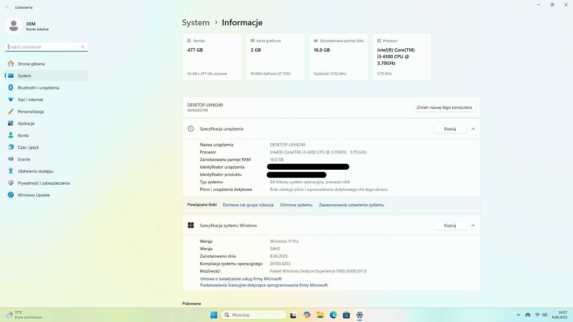 Lenovo Ideacentre 510S SFX, 16GB DDR4, GT1030, SSD, mały, cichy