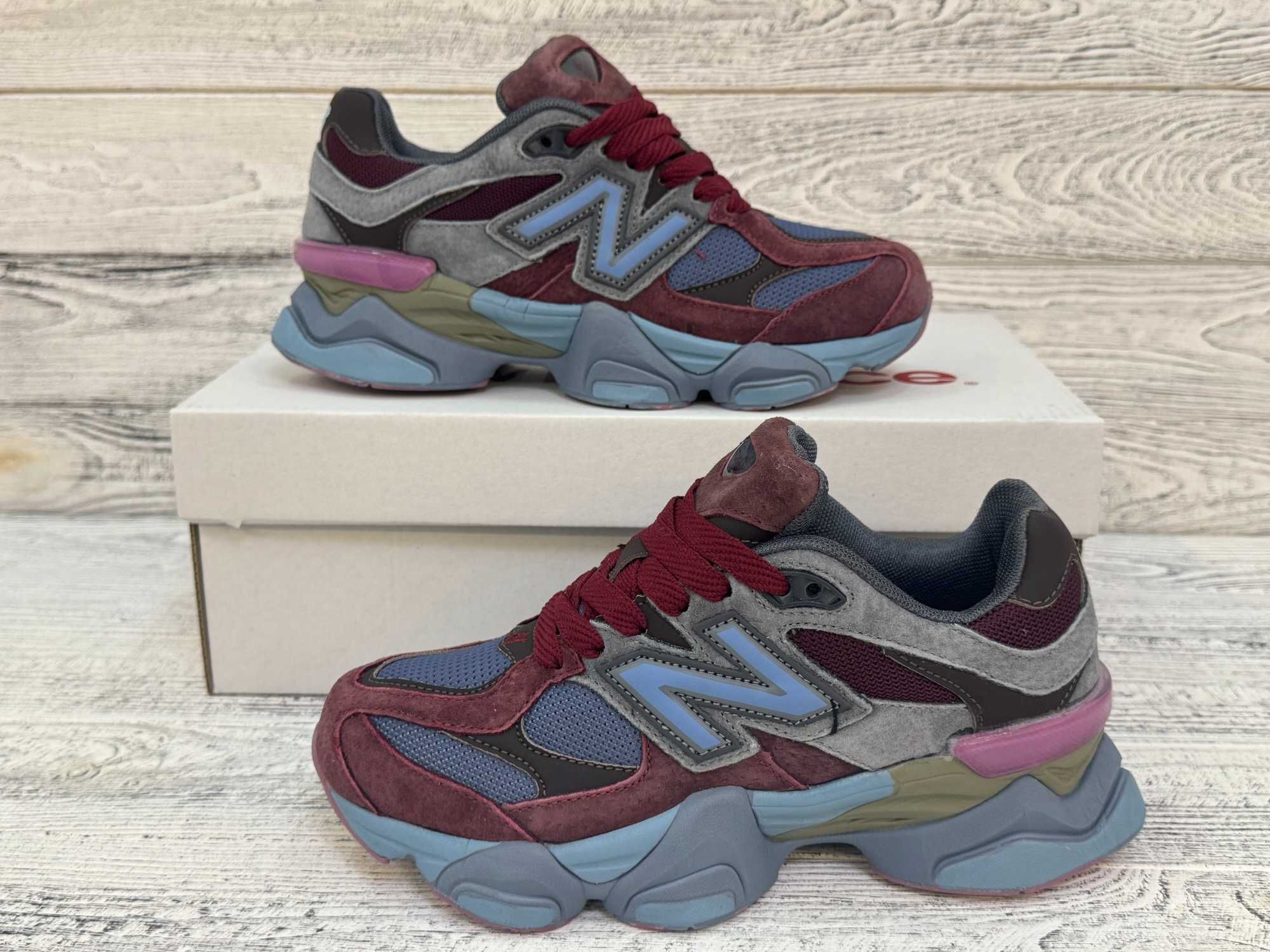 Кросівки New Balance 9060 бордові з блакитним кросівки Нью Баланс 9060
