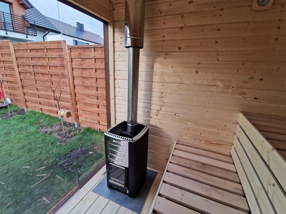 Sauna Ogrodowa 2,3x2,3m Ocieplona Ściana szklana + Piec Okazja