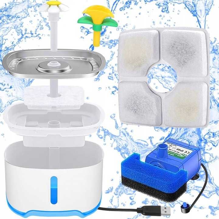 Poidełko dla kota fontanna wodna filtr cicha 2,5l automatyczne USB