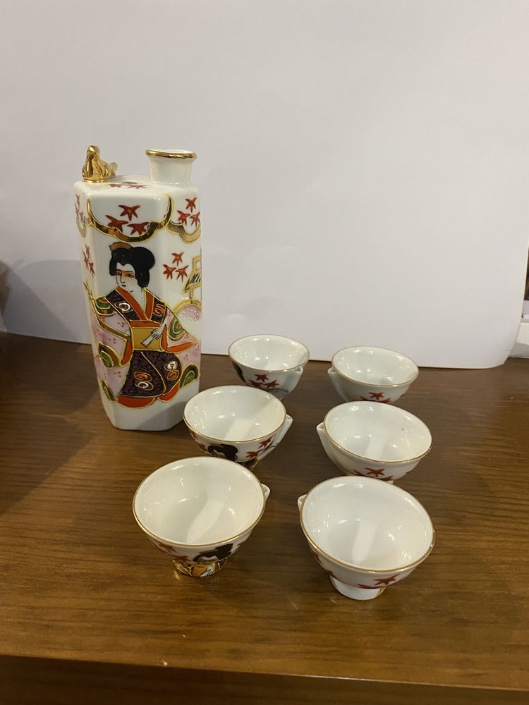 Serviço de cha ou sake japones pintado à mao