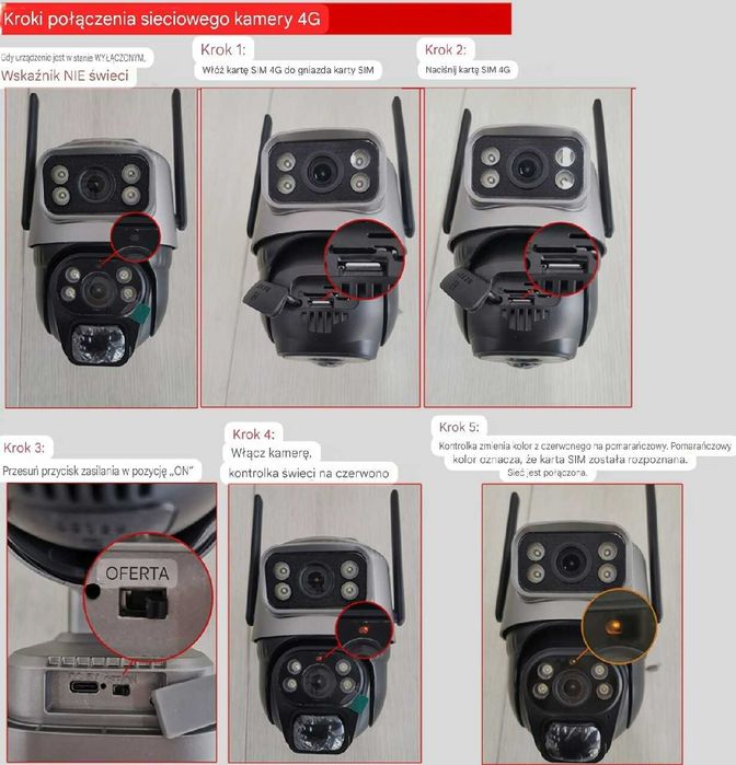 Kamera Solarna 4G na kartę SIM 8MP Obrotowa IP66