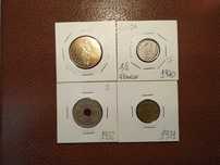 Lote de 4 moedas de França e Suiça