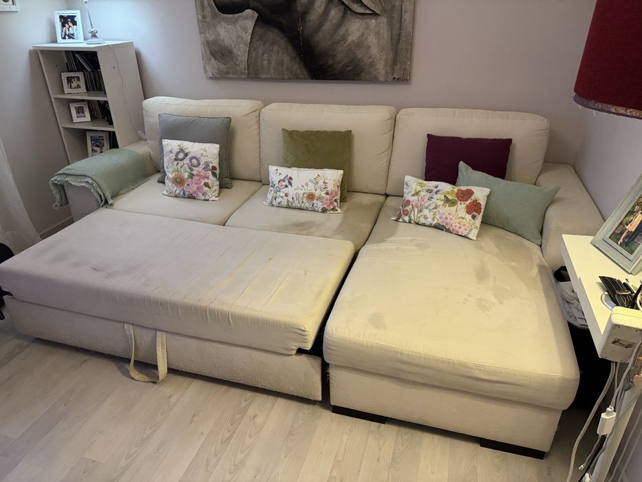 Sofa 3 lugares, com chaise longue e cama