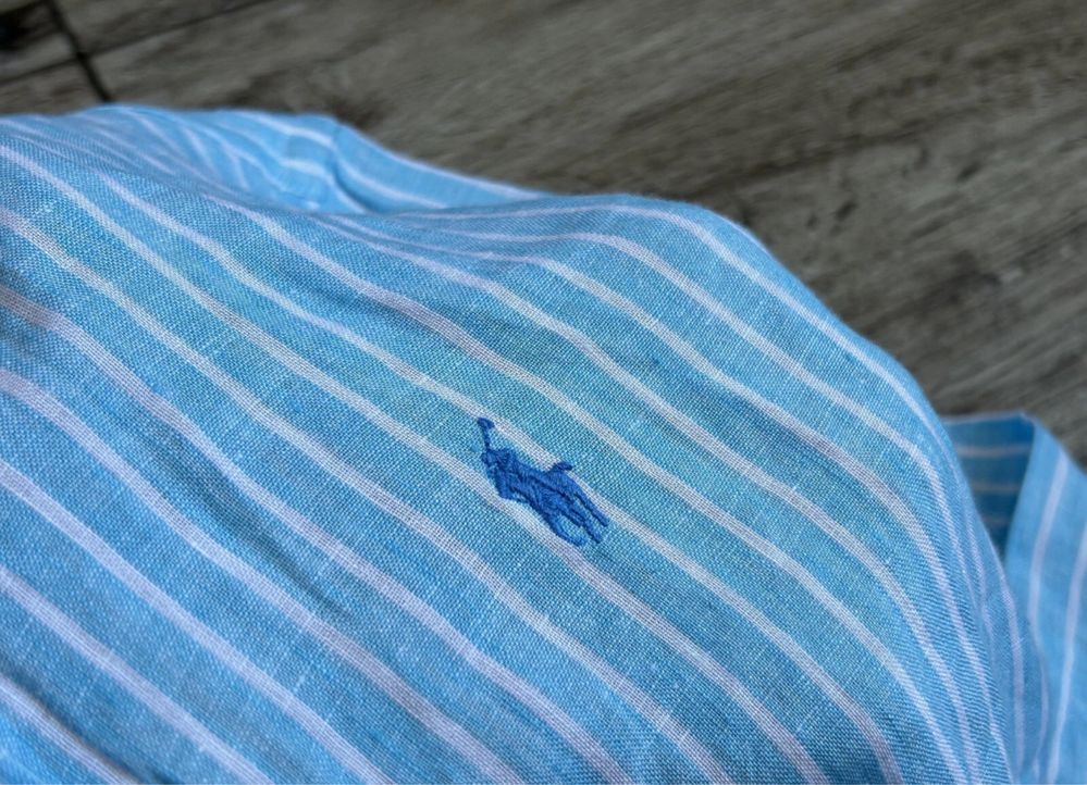 Damska Koszula Lniana Polo Ralph Lauren Relaxed Fit Len Błękitna roz S