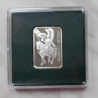 Srebrna moneta 10 zł z 2009 roku - husarz i folder