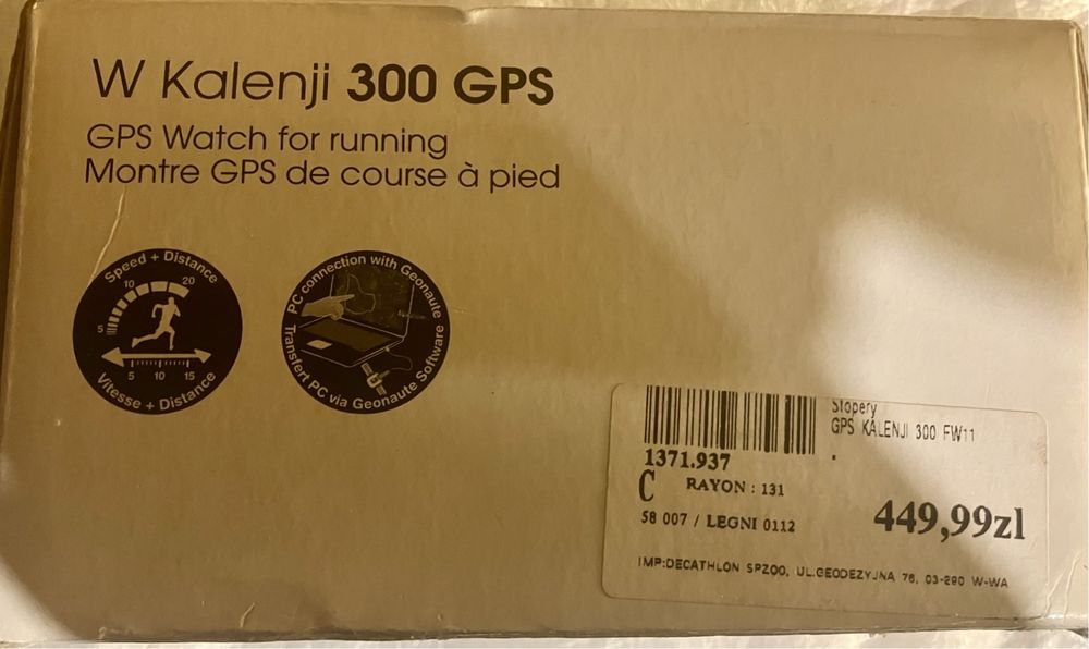 Zegarek biegowy Kalenji GPS 300W