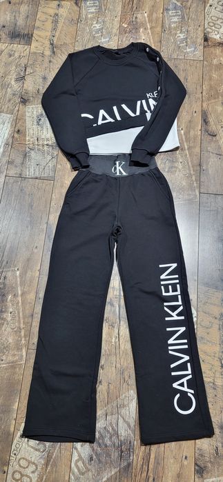 Dres damski dwa kolory zatrzaski bawełna premium szerokie spodnie S