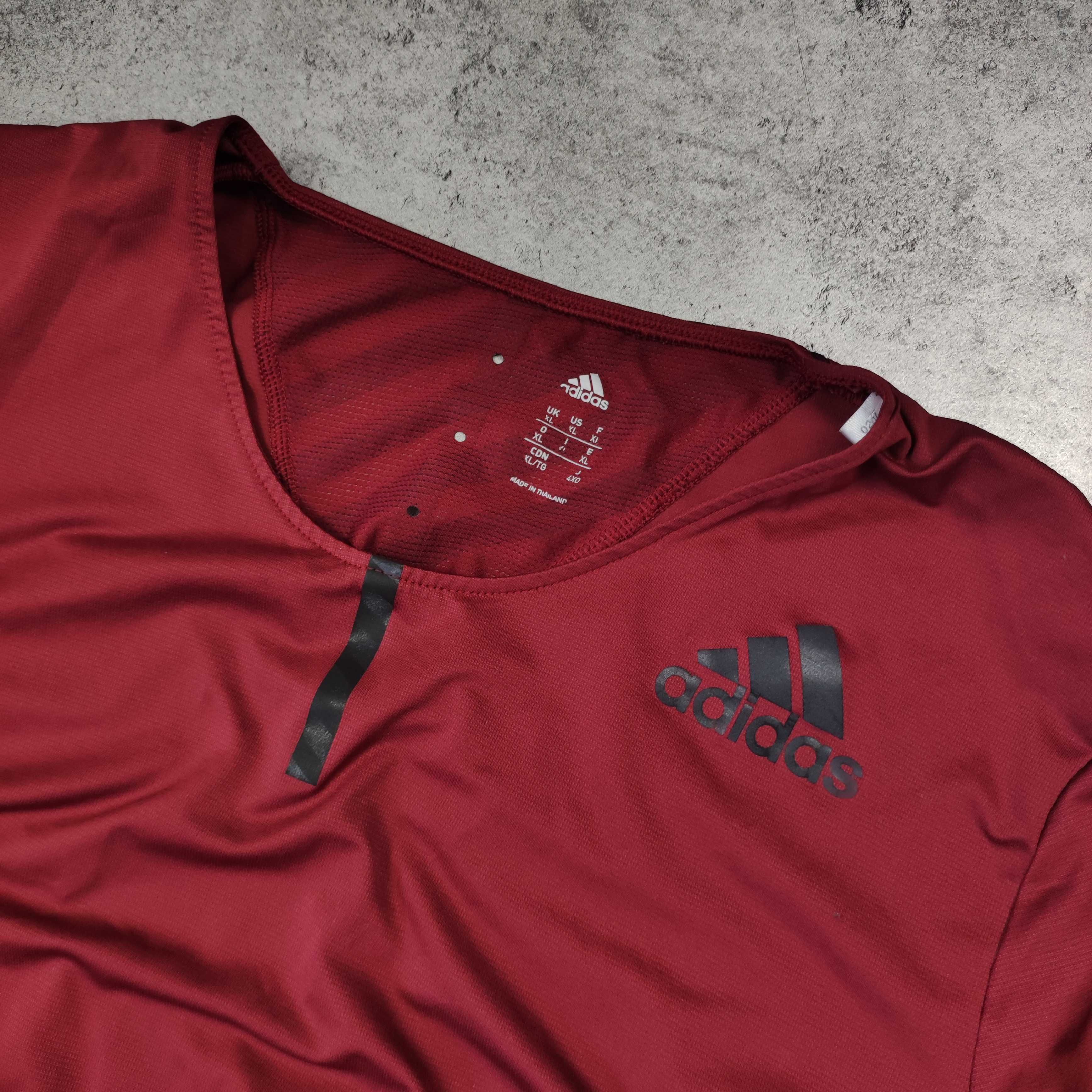 DAMSKA Koszulka Bluzka Lekka Przewiewna Sportowa adidas Logo Bordowa