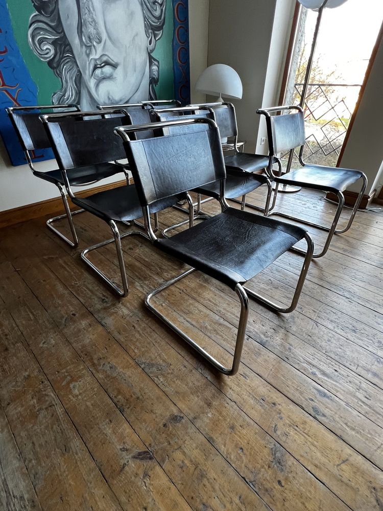 Thonet S33 Mart Stam skóra brąz, krzesło