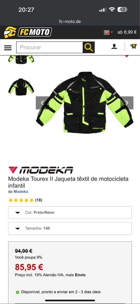 Modeka Casaco Motard (140 - Crianca )