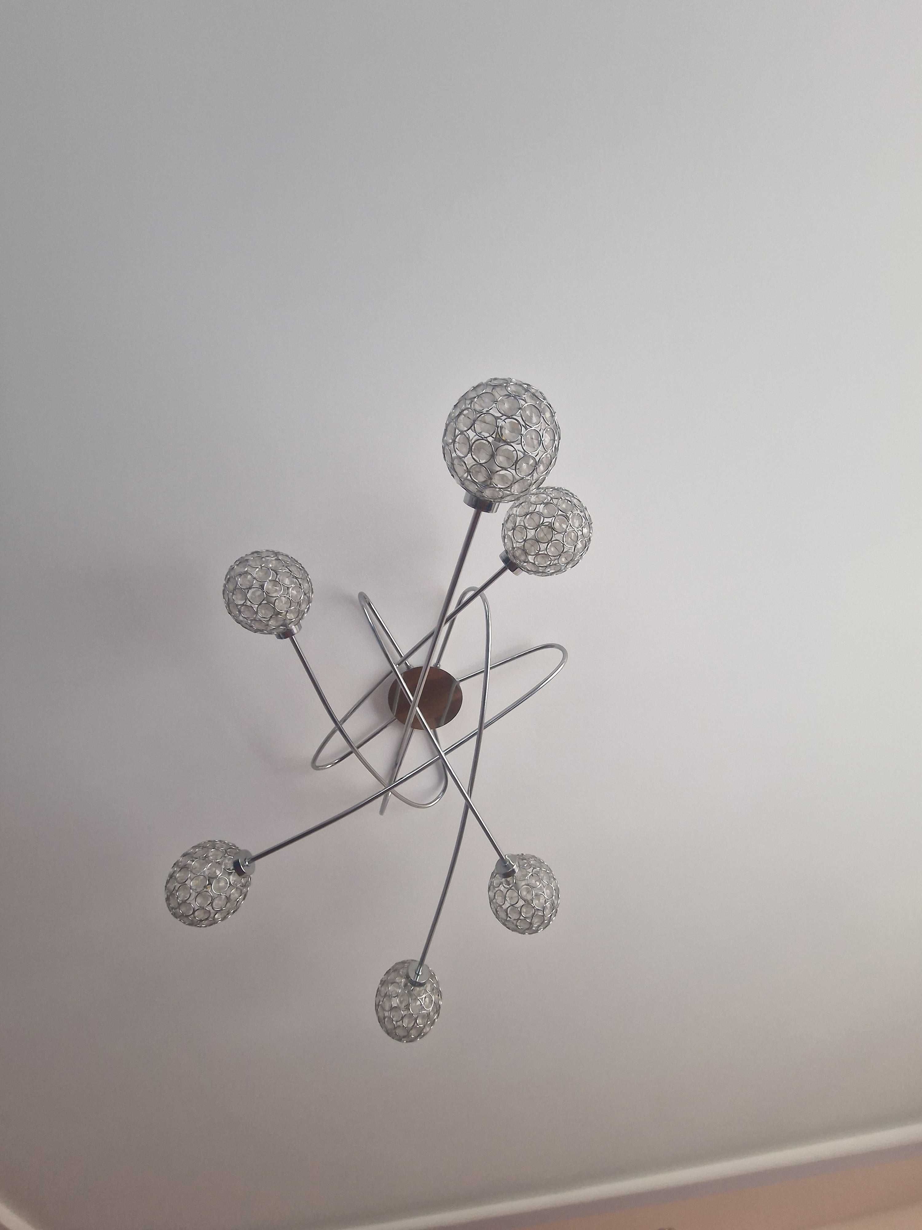 Żyrandol, lampa wisząca 6 kryształowych kul    100 zł