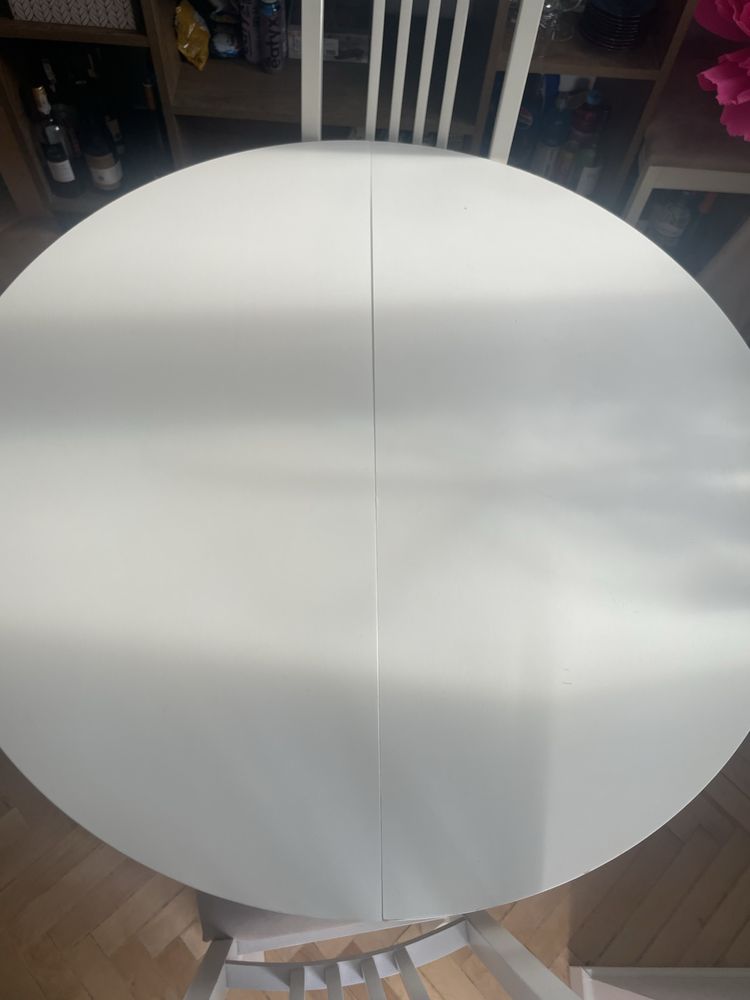 Biały stół ikea okrągły z 6krzeslami